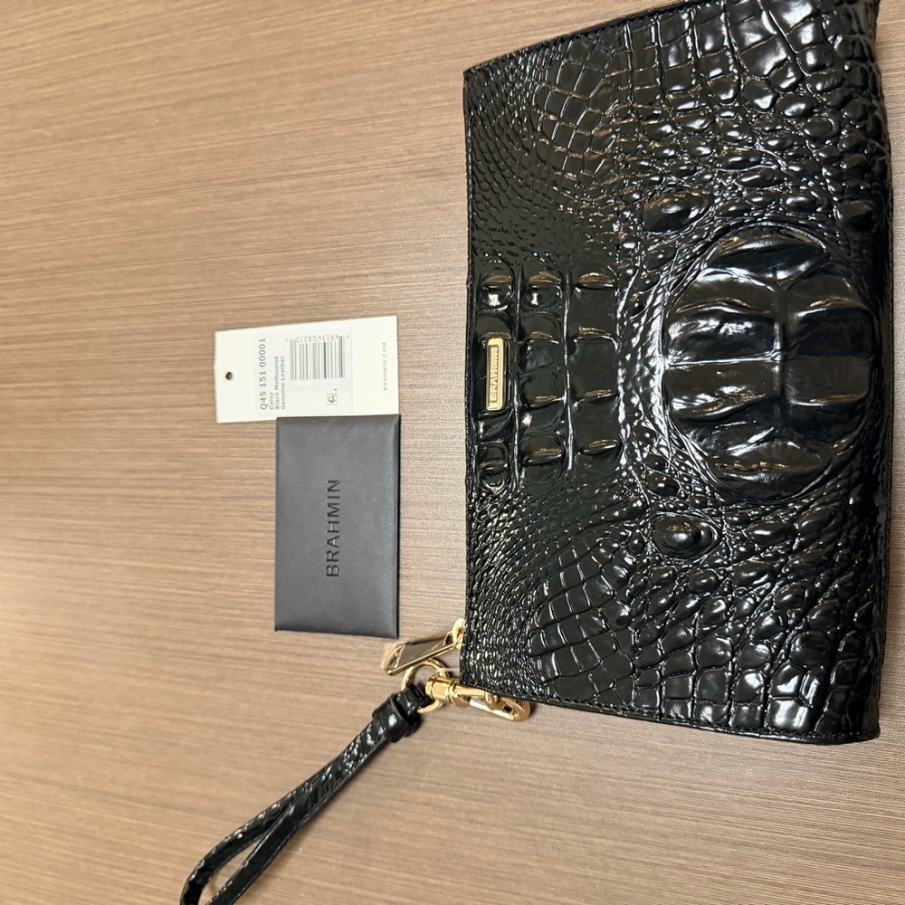 Brahmin Black Embossed Wristlet